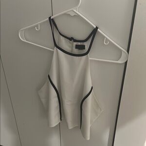 NBD Gray and White Asymmetrical Crop Tank Top